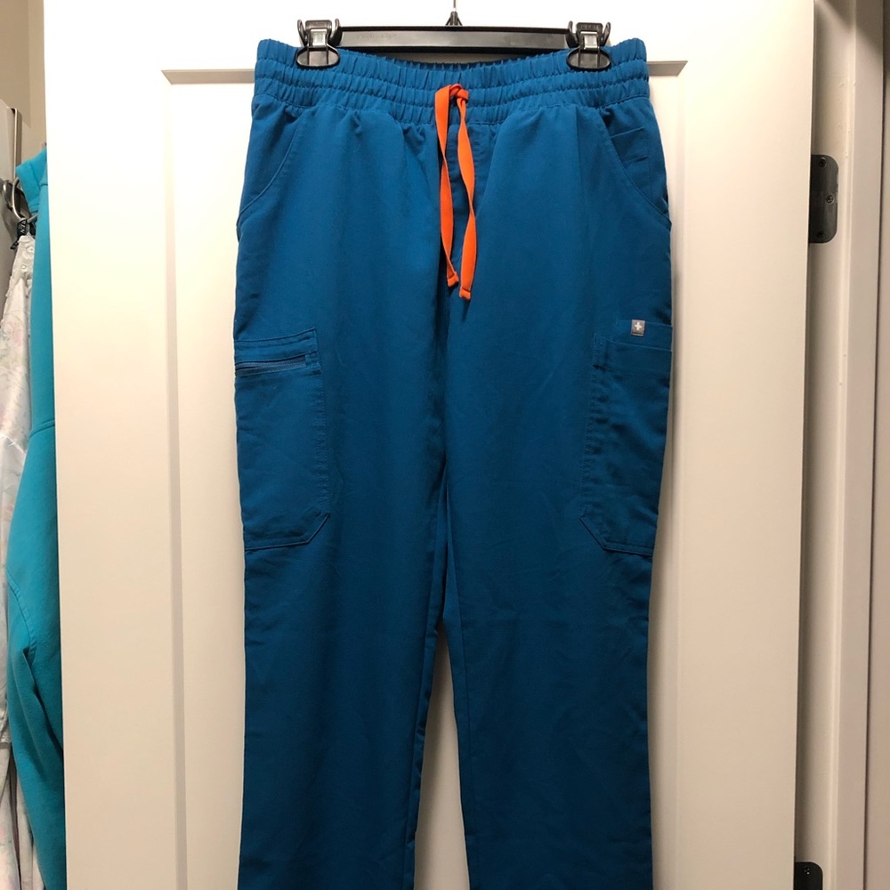 Figs Alps Blue High Waisted Yola Scrub Pants
